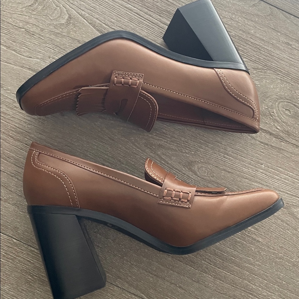 Marc Fisher Hamish Block Heel Square Toe Dress Loafers